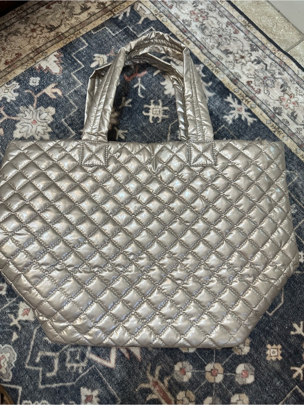 Lemonbella Metallic champagne Tote Bag - Lightweight Puffer Style